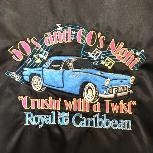 Royal Caribbean Night “Crusin with a twist“ 50's 60's Style Bomber Jacket - Picture 14 of 14